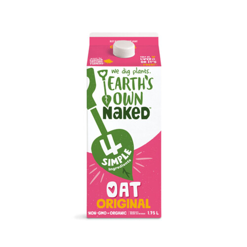 Earth's Own Oat Milk Naked Original Organic Plant-Based Beverage Dairy-Free 1.75 L