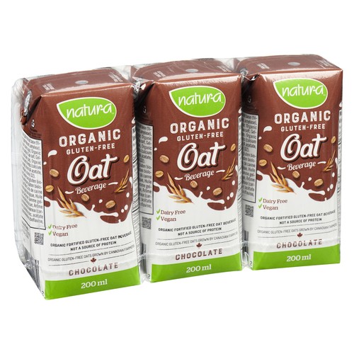 Natura Organic Gluten-Free Oat Beverage Chocolate 3 x 200 ml