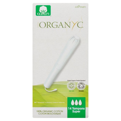 Organyc Organic Cotton Tampons Super With Applicator 14 Count
