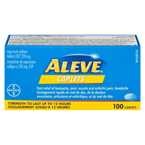 Aleve Naproxen Sodium Tablets USP 220 mg 100 Caplets