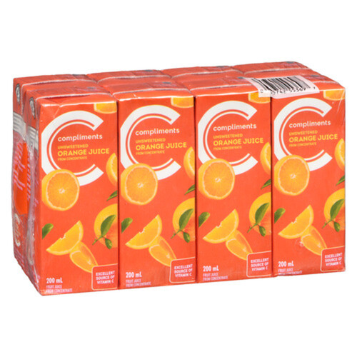 Compliments Juice Unsweetened Orange 8 x 200 ml Voilà Online