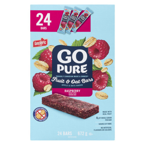 Leclerc Peanut-Free Go Pure Fruit & Oat Bars Raspberry Value Size 24 Bars 672 g