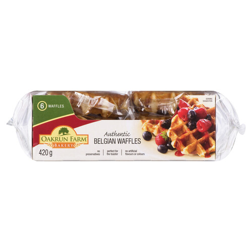 Oakrun Farms Bakery Frozen Waffles Belgium 6 Pack 420 g