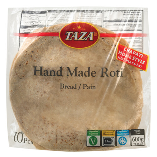 chapati★ Taza Hand Made Rotti Chapati 10 Pack (frozen) - Voilà Online