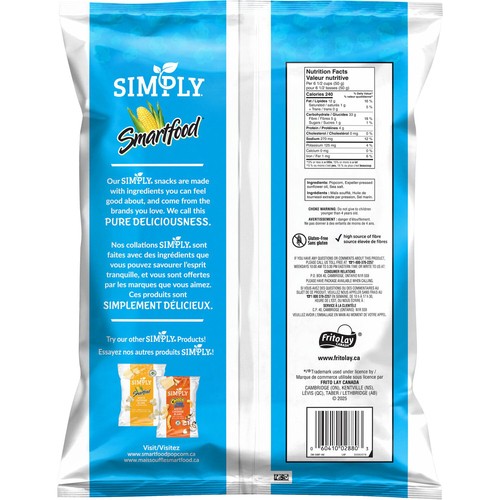 Simply Smartfood Delight Popcorn Sea Salt 156 g