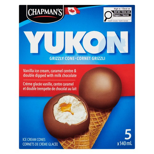 Chapmans Frozen Yukon Vanilla Cone Double The Dip With Milk Chocolate 5 x 140 ml