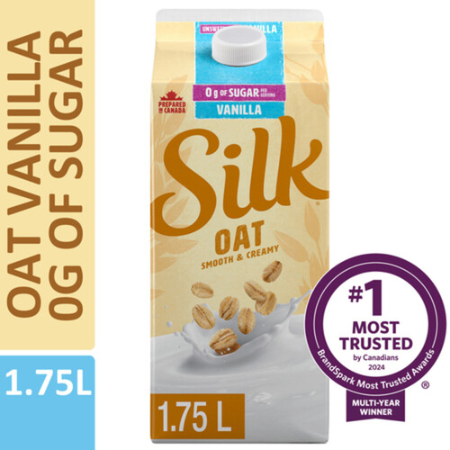 Silk Dairy-Free Oat Beverage Vanilla Unsweetened 1.75 L