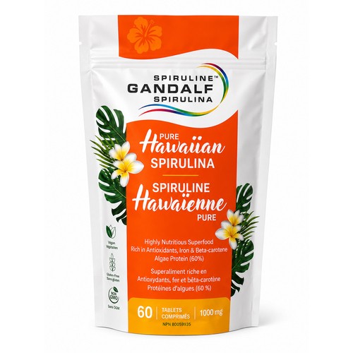 Gandalf Spirulina Pure Hawaiian Spirulina 1000 mg 60 Tablets