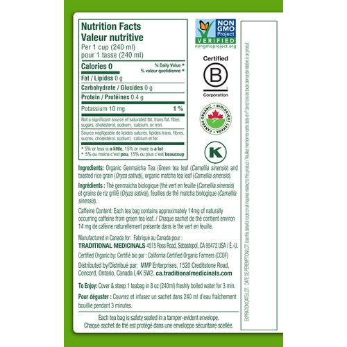 Traditional Medicinals Organic Green Tea Matcha 16 Tea Bags