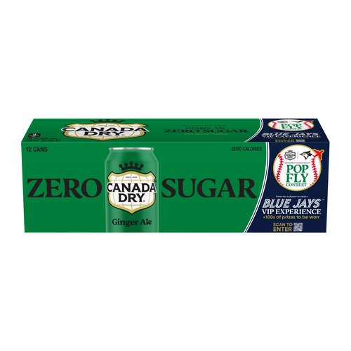 Canada Dry Zero Sugar Soft Drink Ginger Ale 12 x 355 ml (cans)