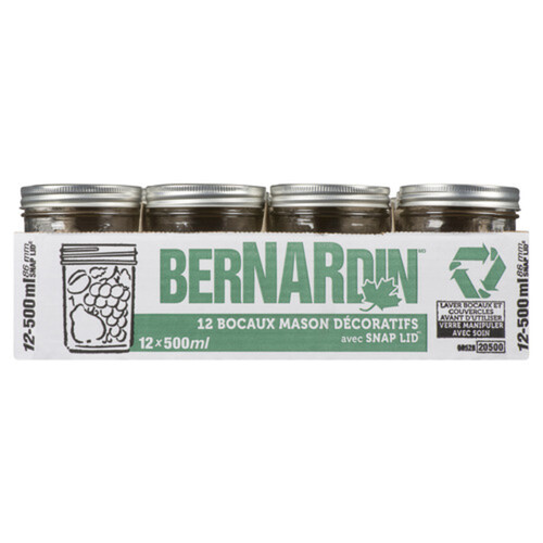 Bernardin 12 Decorative Mason Jars 500 ml