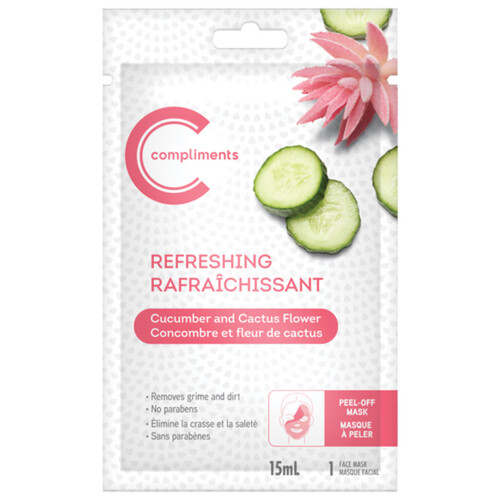 Compliments Peel Off Face Mask Cucumber & Cactus Flower 1 Count