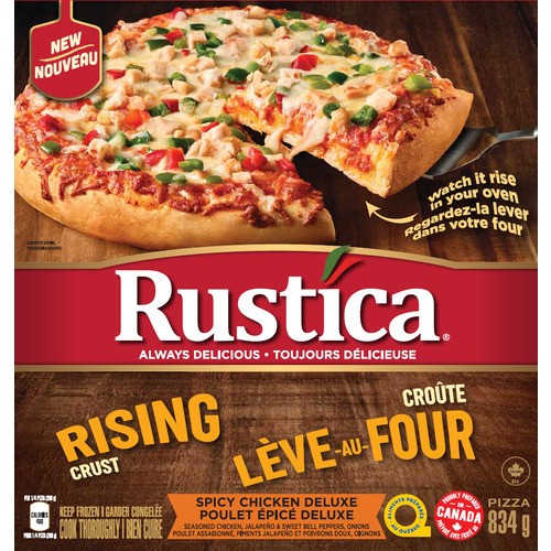 Rustica Frozen Rising Crust Pizza Spicy Chicken Deluxe 834 g