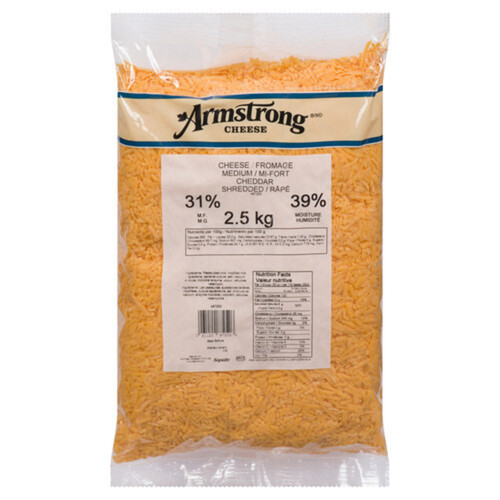 Armstrong Shredded Medium Cheddar Cheese Yellow 2.5 kg