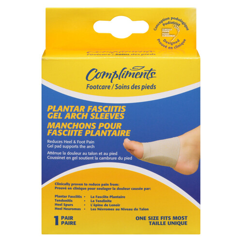 Compliments Footcare Plantar Fasciitis Gel Arch Sleeves One Size Fits Most