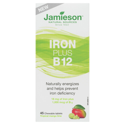 Jamieson Iron Plus B12 Chewable Tablets 45 Count