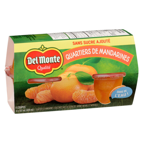 Del Monte Fruit Bowls Packed In Water No Sugar Added Mandarin Orange 4 x 107 ml