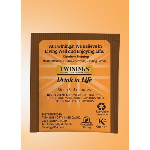 Twinings Flavoured Herbal Tea Honeybush, Mandarin & Orange 50 Tea Bags 