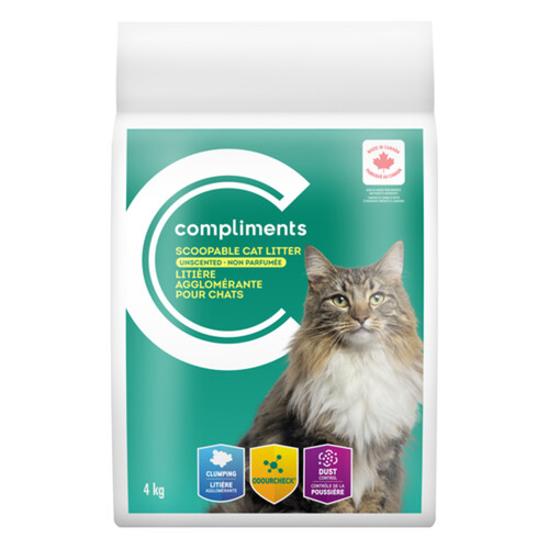 Compliments Scoopable Cat Litter Unscented 4 kg