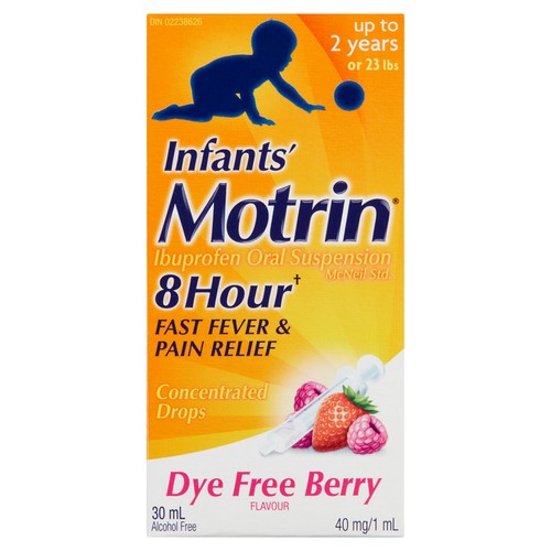 Motrin Infant Dye-Free Berry Ibuprofen Oral Suspension Pain Relief 30 ml