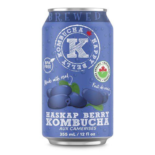 Happy Belly Kombucha Haskap Berry 355 ml