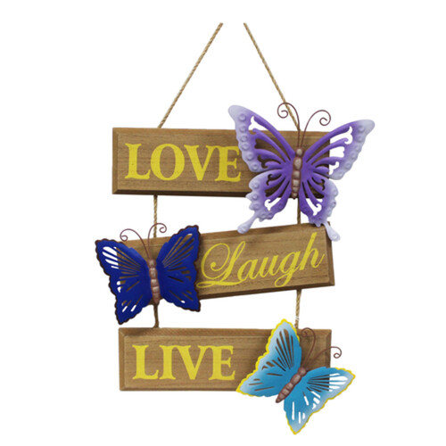 Splash MDF With Metal Butterflies Sign 1 Count