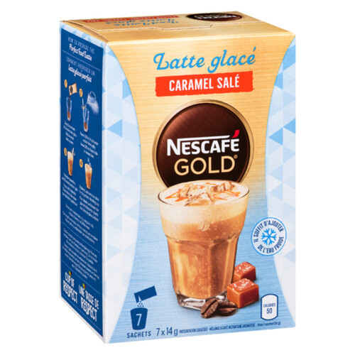 Nescafe Gold Instant Coffee Iced Latte Salted Caramel 7 x 14 g