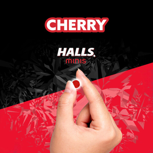 Halls Minis Mentho-Lyptus No Sugar Added Cough Drops Cherry Flavour 24 Lozenges