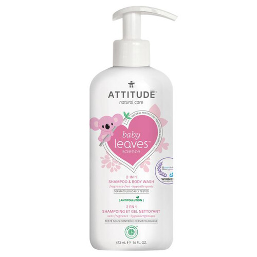 Attitude Baby Leaves 2-in-1 Shampoo and Body Wash Fragrance-Free 473 ml