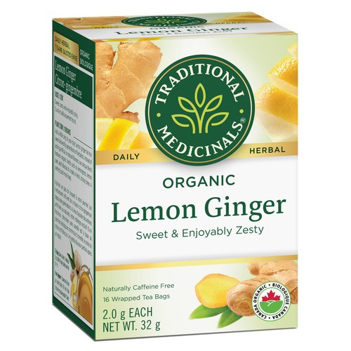 Traditional Medicinals Tea Lemon Ginger 16 Tea Bags