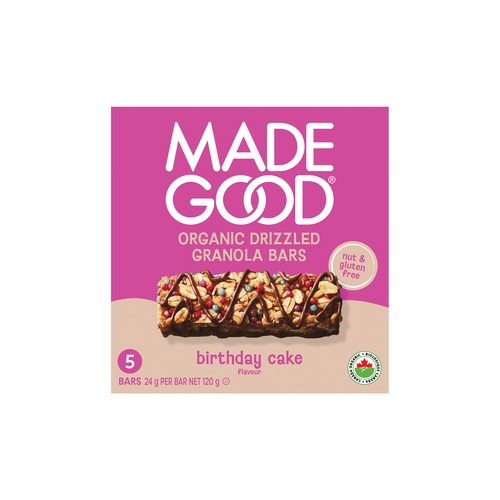 MadeGood Granola Bars Birthday Cake Chocolate Drizzled 5 x 24 g