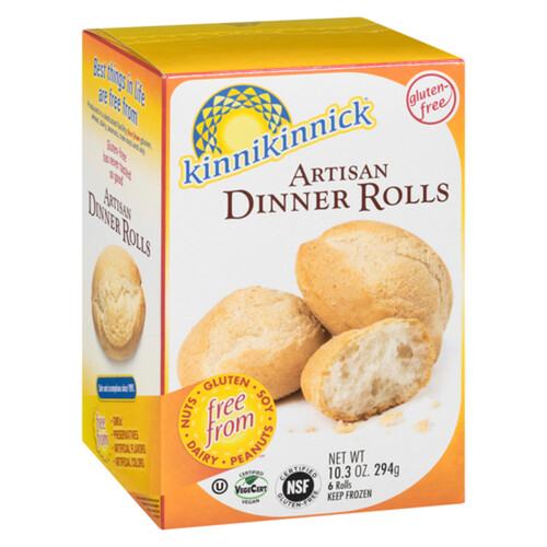 Kinnikinnick Gluten-Free Frozen Artisan Dinner Rolls 6 Pack 294 g