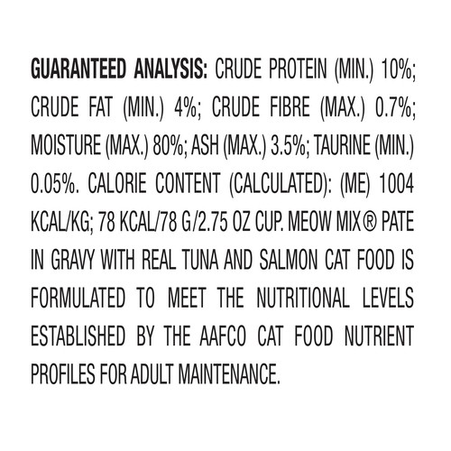 Meow Mix Wet Cat Food Paté In Gravy With Real Tuna & Salmon 78 g