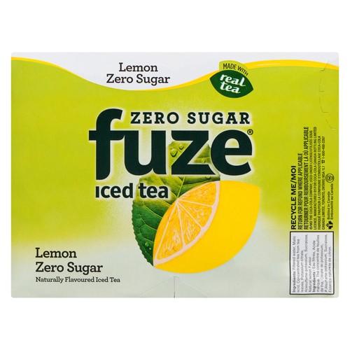 Fuze Naturally Flavoured Iced Tea Zero Sugar Lemon 12 x 341 ml (cans)