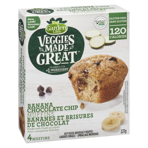 Garden Lites Gluten-Free Muffins Banana Chocolate Chip Zucchini 227 g (Frozen)