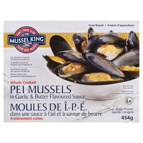 Mussel King PEI Frozen Mussels in Garlic Butter Sauce 454 g