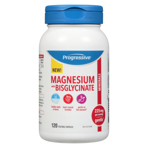 Progressive Vitamin Magnesium Bisglycinate 120 Vegetable Capsules