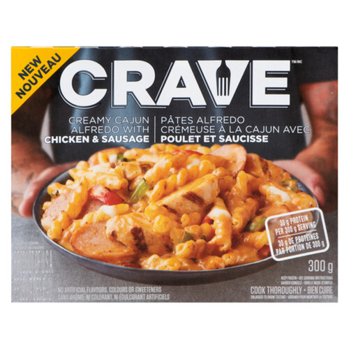 CRAVE Frozen Entrees Creamy Cajun Alfredo Chicken & Sausage 300 g