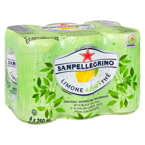 San Pellegrino Organic Carbonated Tea Lemon 6 x 250 ml (cans)