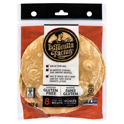 La Tortilla Gluten-Free, Dairy & Soy Free  Mini Ivory Wraps 8-inch 288 g