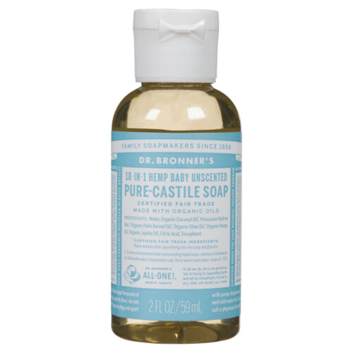 Dr. Bronner's Baby Pure Castile Liquid Soap Unscented 59 ml