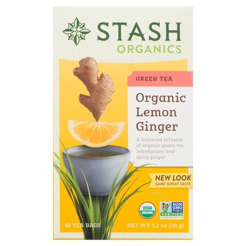 Stash Organic Green Tea Lemon Ginger 18 Tea Bags