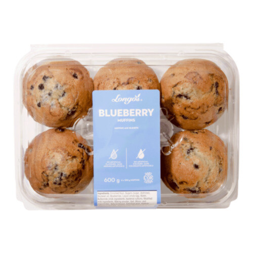 Longo's Muffins Blueberry 6 Pack 600 g