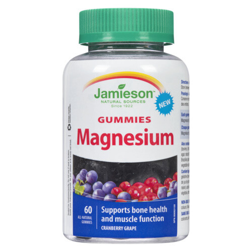 Jamieson Magnesium Vitamins Cranberry Grape Gummies 60 Count