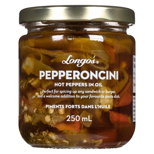 Longo's Pepperoncini Hot Peppers In Oil 250 ml
