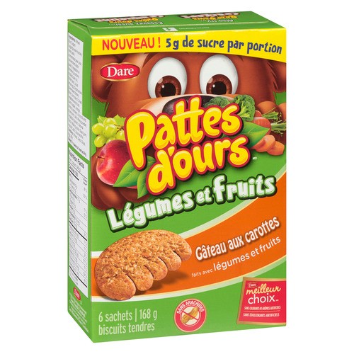 Dare Bear Paws Cookies Vegetables & Fruits Carrot Cake 168 g
