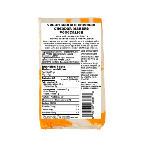 Green Goddess Fromagerie Vegan Cheese Marble Cheddar 200 g