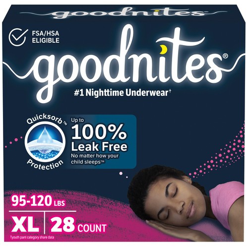 Goodnites Girls Nighttime Bedwetting Underwear S6 28 Count