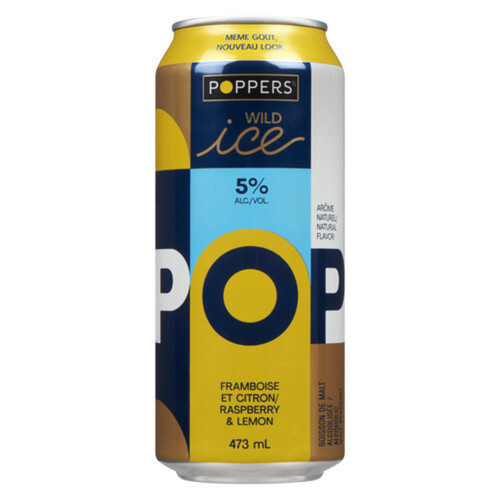 Poppers Wild Ice Alcoholized Beverage Raspberry & Lemon 473 ml