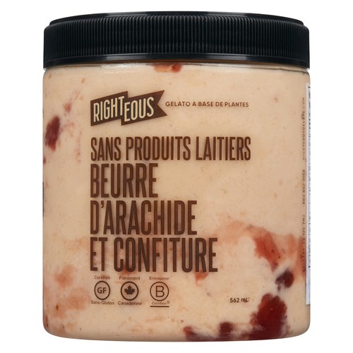 Righteous Gelato Peanut Butter and Jam Plant Based Gelato 562 mL